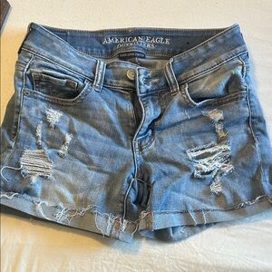 American Eagle Outfitters Light Blue Ripped Jean Shorts